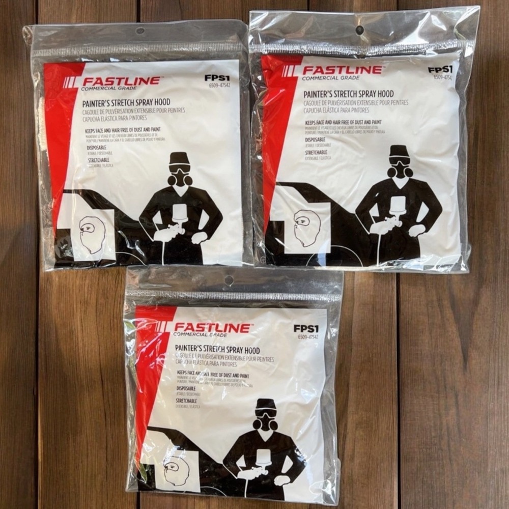 Fastline Commercial Grade Set of 3 Painter's Stretch Spray Hood Masks FPS1 NEW